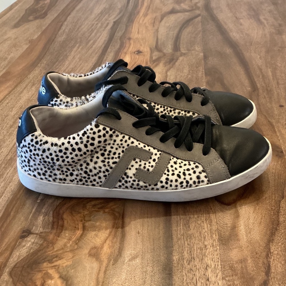 Rollie Nation Prime Animal Print Calf Hair Leather Sneakers Black Grey EU 39